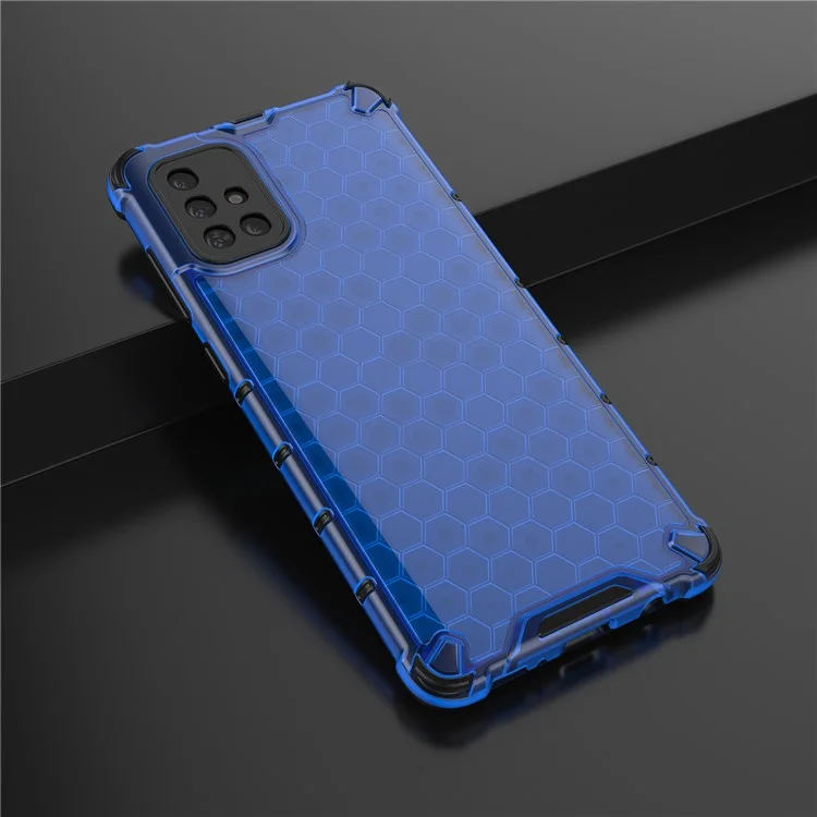 Honeycomb Skin TPU + PC Hybrid Shock-proof Casing for Samsung Galaxy A71 - Blue