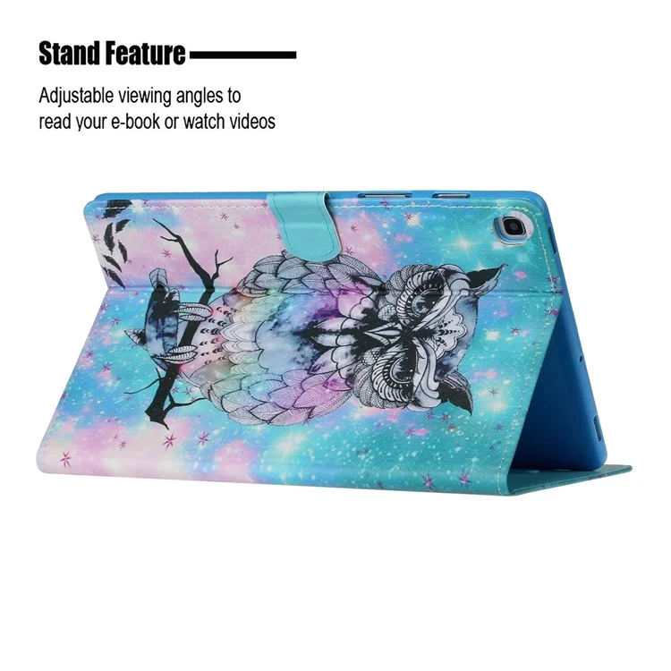 Pattern Printing Leather Stand Case for Samsung Galaxy Tab S5e SM-T720 - Owl