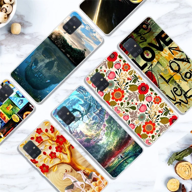 Pattern Printing TPU Phone Case for Samsung Galaxy A51 - Pretty Flower