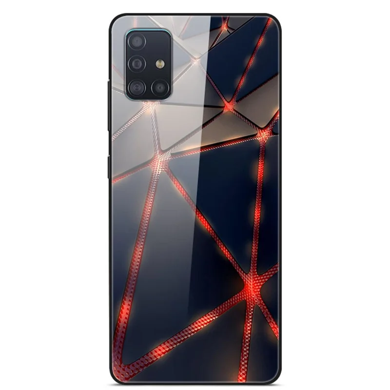 Pattern Printing Glass + TPU + PC Combo Beskyttende Taske til Samsung Galaxy A51 - Ståltråd