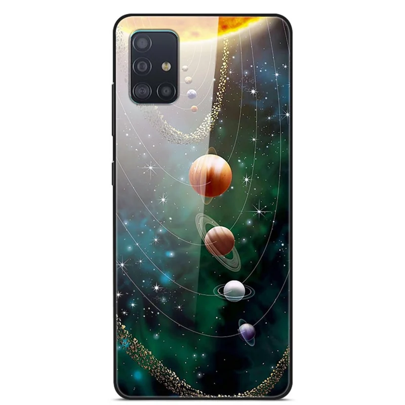 Pattern Printing Glass + TPU + PC Combo Protective Case for Samsung Galaxy A51 - Planets