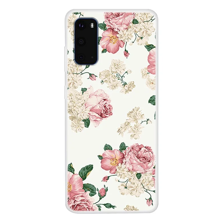 Impressão de Padrão TPU Soft TPU Casting Para Samsung Galaxy S20 4G/S20 5G - Flores