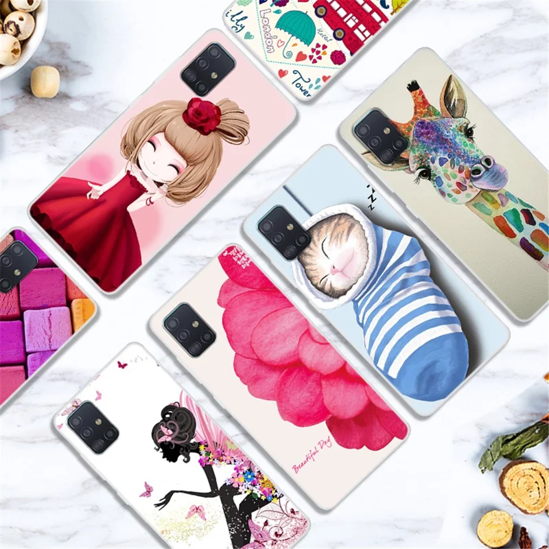 Pattern Printing Soft TPU Protective Case for Samsung Galaxy A51 - Flowers