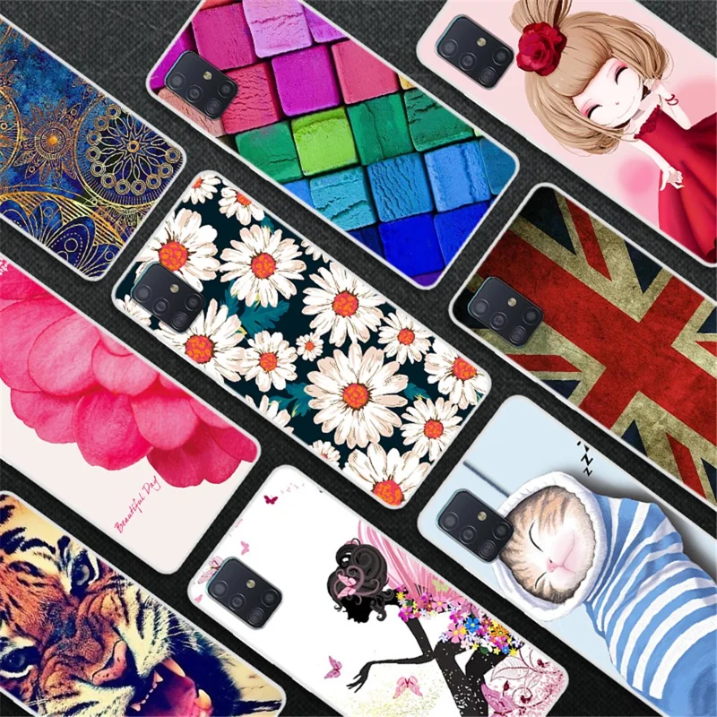 Pattern Printing Soft TPU Protective Case for Samsung Galaxy A51 - Flowers