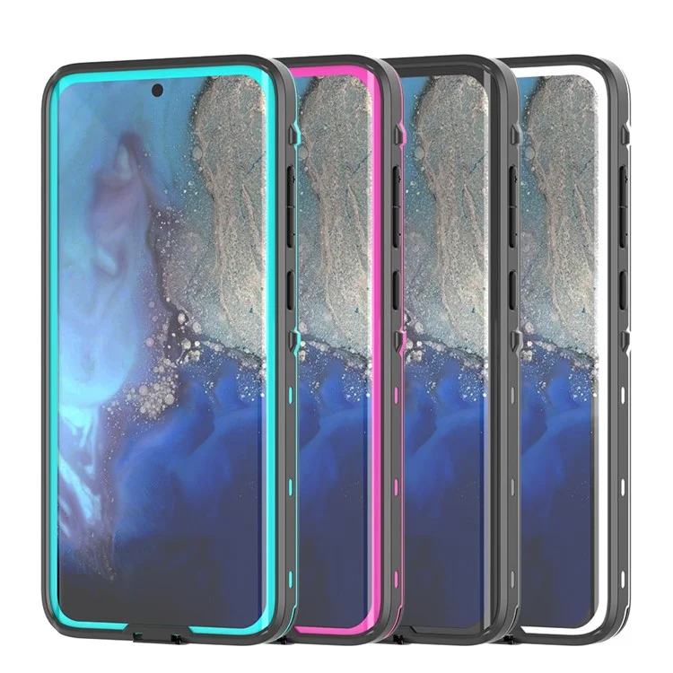 REDPEPPER IP68 wassergeschütztes Handyhülle mit Fingerabdruckerkennung, transparente Schale für Samsung Galaxy S20 Plus - Schwarz