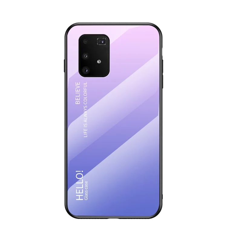 Градиент Цветополовое Стекло + пк + Тпу Оболочка Для Samsung Galaxy A91/S10 Lite - Розовый / Светло-фиолетовый