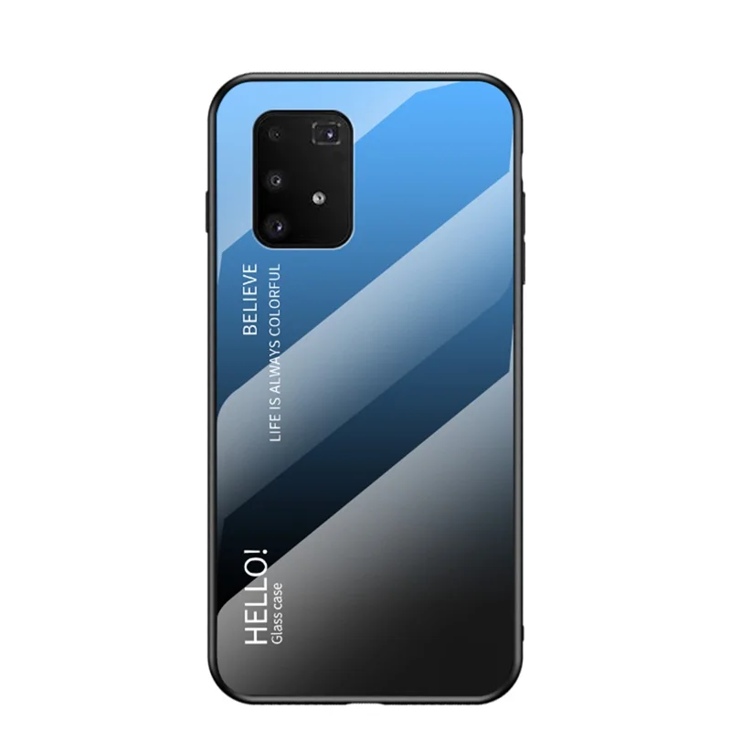 Gradient Color Tempered Glass + PC + TPU Shell for Samsung Galaxy A91/S10 Lite - Blue / Black