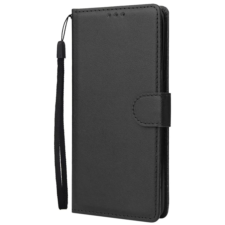 Wallet Stand Leather Protective Cover with Strap for Samsung Galaxy S20 Plus/S20 Plus 5G - Black