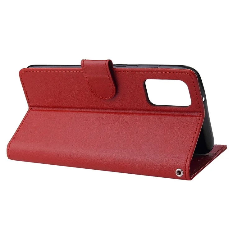 Wallet Stand Leather Protective Cover with Strap for Samsung Galaxy S20 Plus/S20 Plus 5G - Red