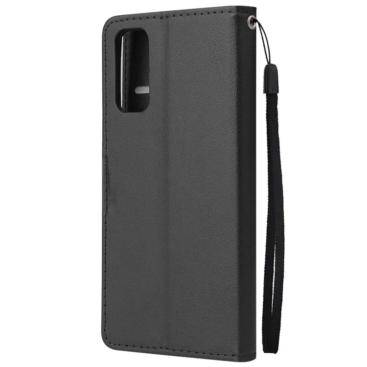 Case de Teléfonos Celulares de Billetera de Cuero PU Con Shell de Cordón Para Samsung Galaxy S20 4G/S20 5G - Negro