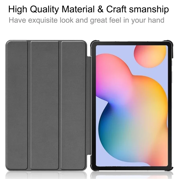 Tri-fold Stand PU Cubierta de Cuero a Prueba de Choque Anti-Slip Case Para Samsung Galaxy Tab S6 Lite/S6 Lite (2022) - Gris