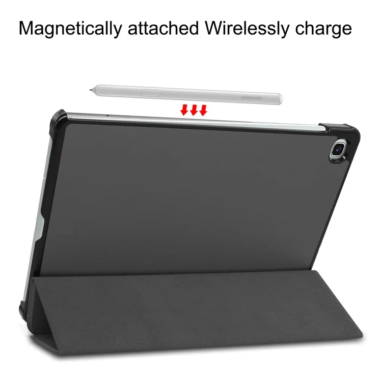 Tablet Case for Samsung Galaxy Tab S6 Lite (2024) / (2022) / (2020) Tri-fold Stand PU Leather Cover - Grey
