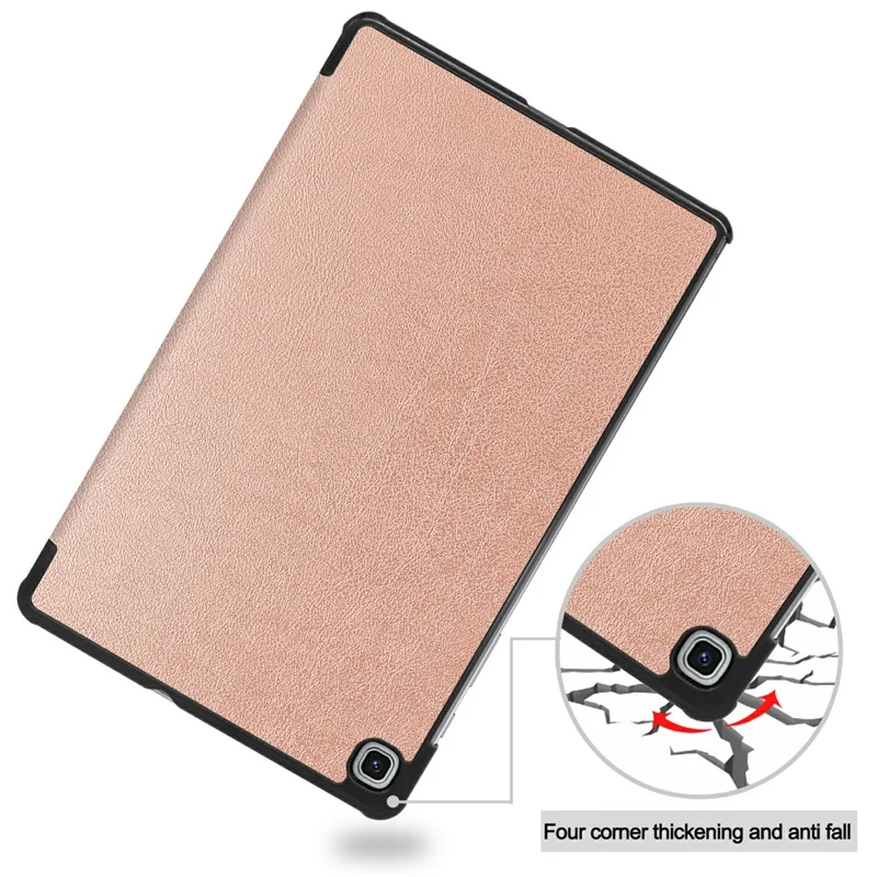 Tablet Case for Samsung Galaxy Tab S6 Lite (2024) / (2022) / (2020) Tri-fold Stand PU Leather Cover - Rose Gold