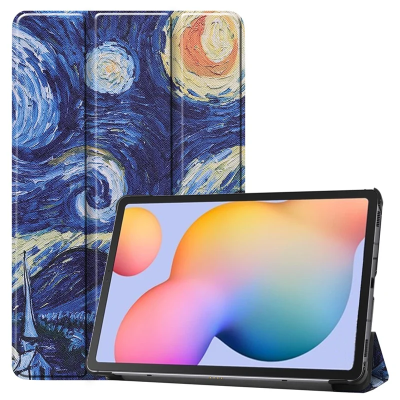 Pattern Printing Tri-fold Stand Leather Tablet Shell for Samsung Galaxy Tab S6 Lite (2024) / (2022) / (2020) - Painting Pattern