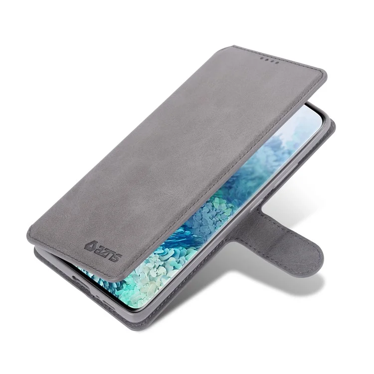 AZNS Wallet Leather Case Phone Cover for Samsung Galaxy A91/S10 Lite - Grey