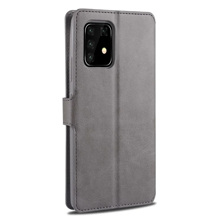 AZNS Wallet Leather Case Phone Cover for Samsung Galaxy A91/S10 Lite - Grey