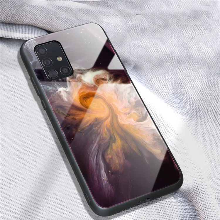 Protection Marble Texture Tempered Glass Back + TPU Combo Case for Samsung Galaxy A71 - Style A