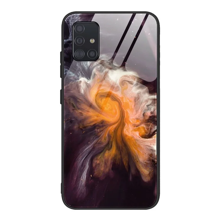 Protection Marble Texture Tempered Glass Back + TPU Combo Case for Samsung Galaxy A71 - Style A
