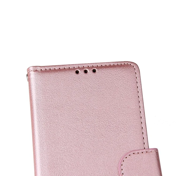 Capa de Celular da Carteira de Couro PU Com Cordão Para Samsung Galaxy A71 - Rosa Ouro