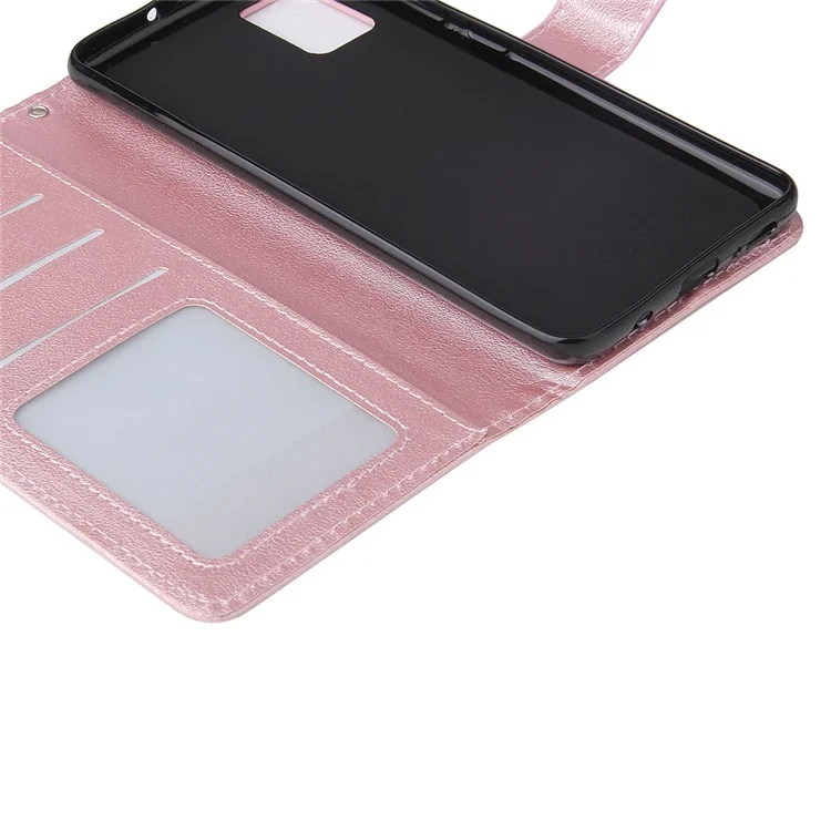 Capa de Celular da Carteira de Couro PU Com Cordão Para Samsung Galaxy A71 - Rosa Ouro