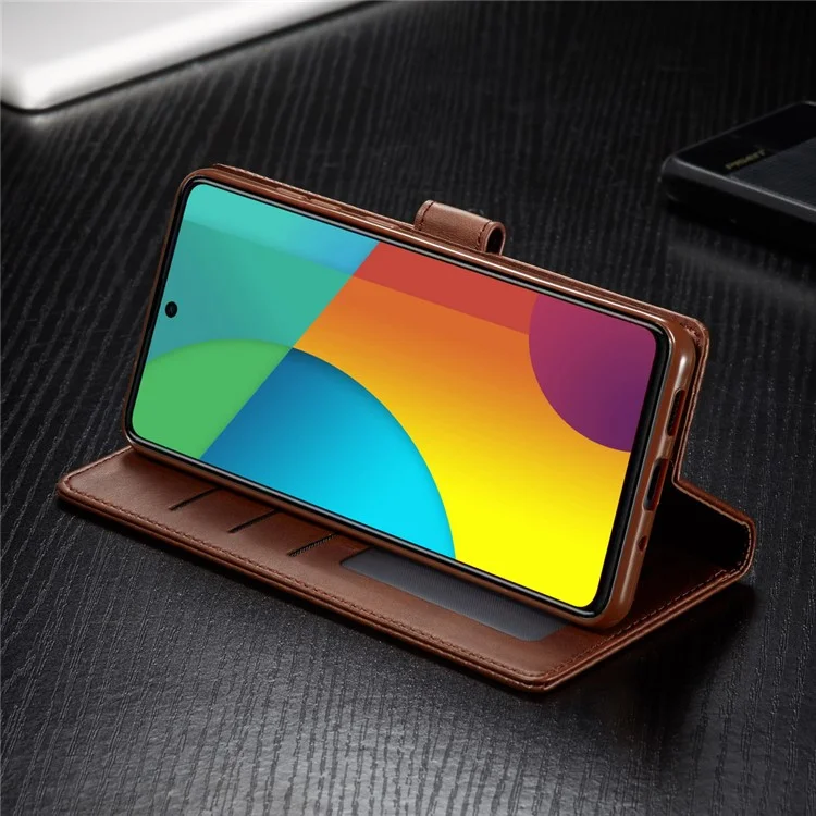 LC.IMEEKE Estojo de Carteira de Couro para Samsung Galaxy A91/S10 Lite - Café