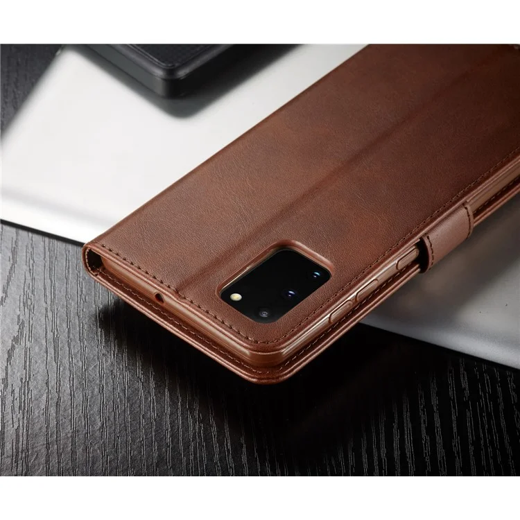 LC.IMEEKE Estojo de Carteira de Couro para Samsung Galaxy A91/S10 Lite - Café