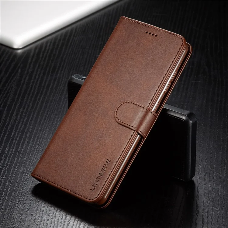 LC.IMEEKE Estojo de Carteira de Couro para Samsung Galaxy A91/S10 Lite - Café