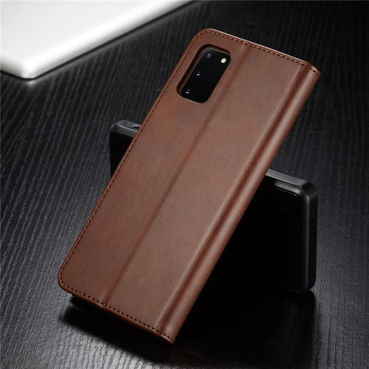 LC.IMEEKE Leather Wallet Case for Samsung Galaxy A91/S10 Lite - Coffee