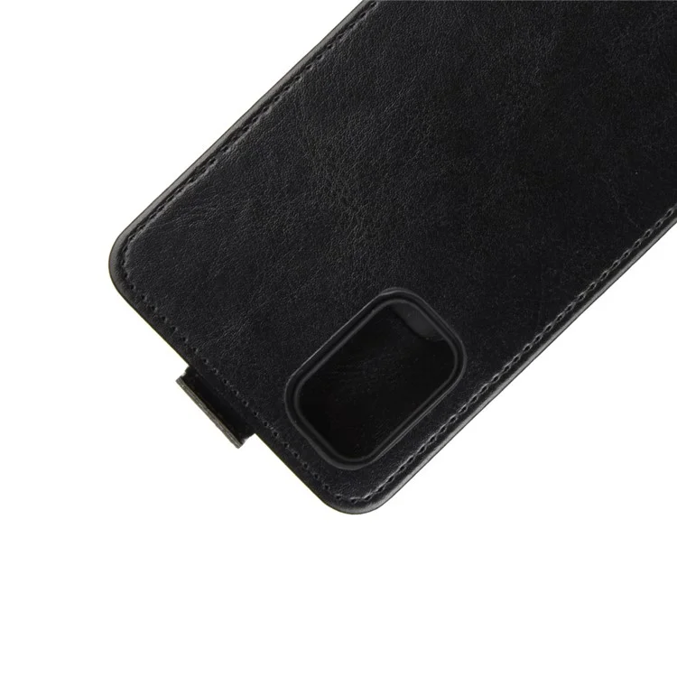 Vertical Flip Crazy Horse Leather Case with Card Slot for Samsung Galaxy A41 - Black