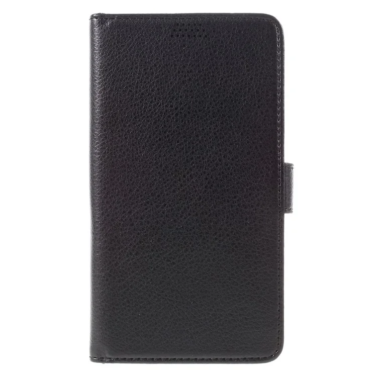 Litchi Wallet Leather Stand Cover for Samsung Galaxy J7 (2016) - Black