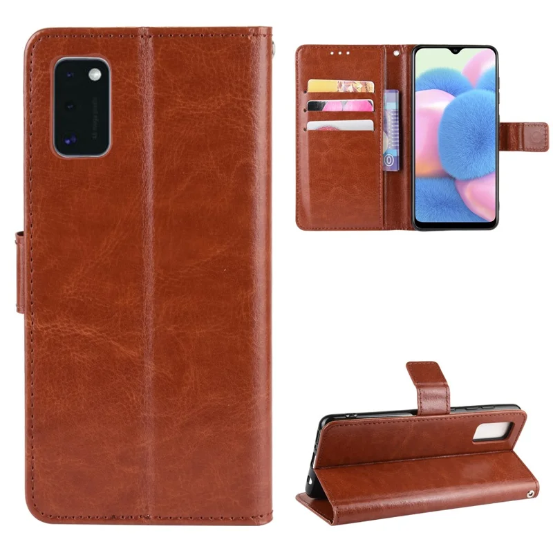 Crazy Horse Skin PU Leather with Wallet Phone Shell per Samsung Galaxy A41 (Versione Globale) - Marrone