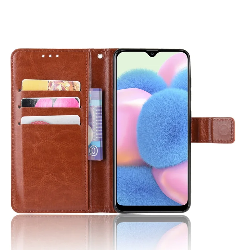 Crazy Horse Skin PU Leather with Wallet Phone Shell per Samsung Galaxy A41 (Versione Globale) - Marrone