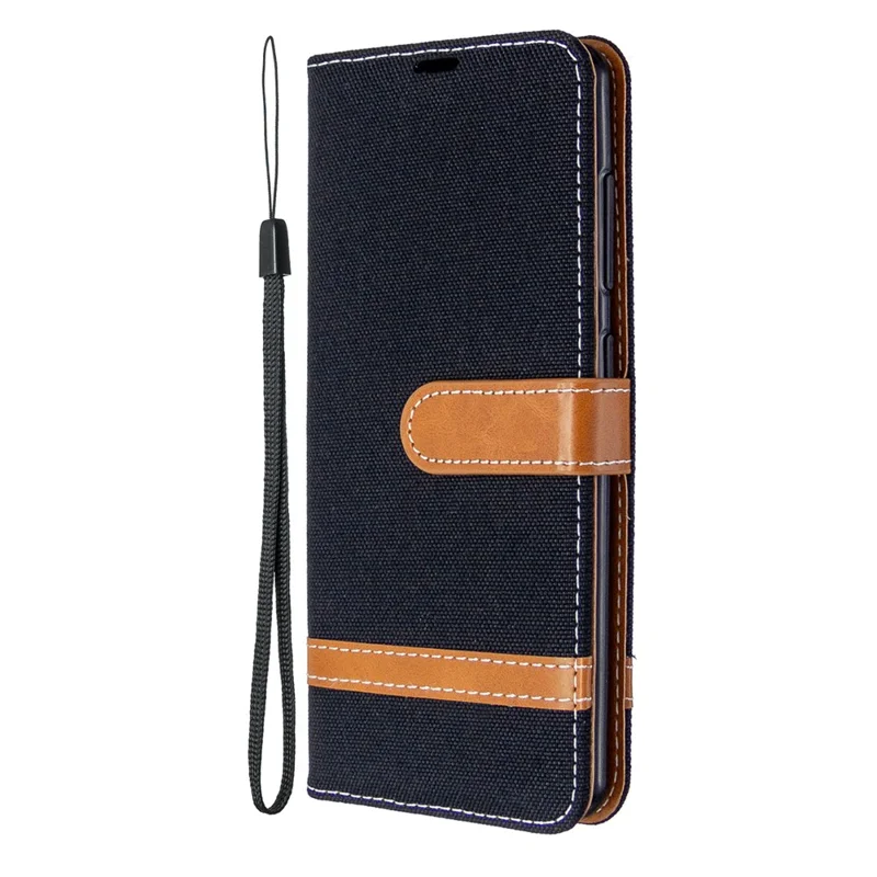Assorted Color Jeans Cloth Leather Phone Case for Samsung Galaxy A41 (Global Version) - Black