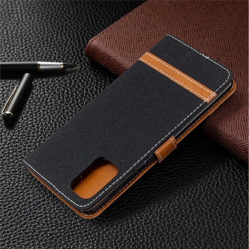 Assorted Color Jeans Cloth Leather Phone Case for Samsung Galaxy A41 (Global Version) - Black