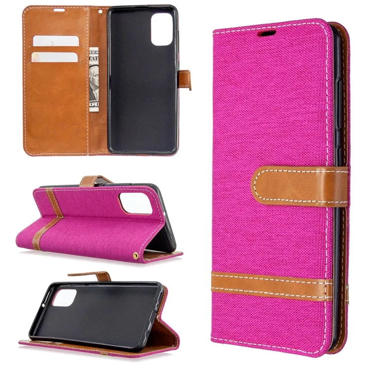 Estuche Telefónico de Cuero de Tela de Jeans de Color Variado Para Samsung Galaxy A41 (versión Global) - Rosa