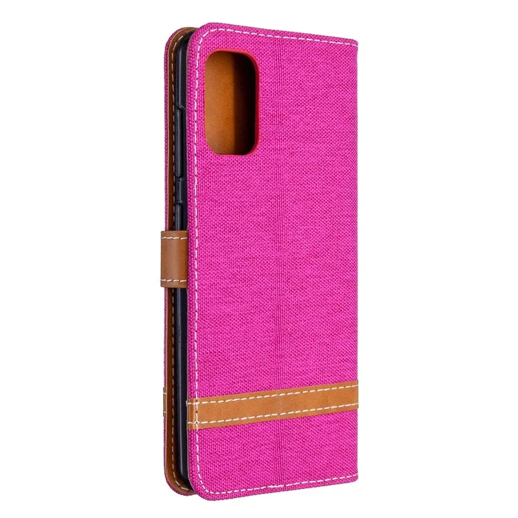 Estuche Telefónico de Cuero de Tela de Jeans de Color Variado Para Samsung Galaxy A41 (versión Global) - Rosa