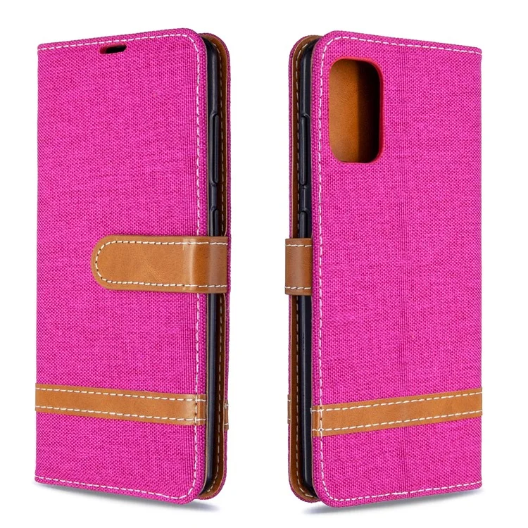 Estuche Telefónico de Cuero de Tela de Jeans de Color Variado Para Samsung Galaxy A41 (versión Global) - Rosa
