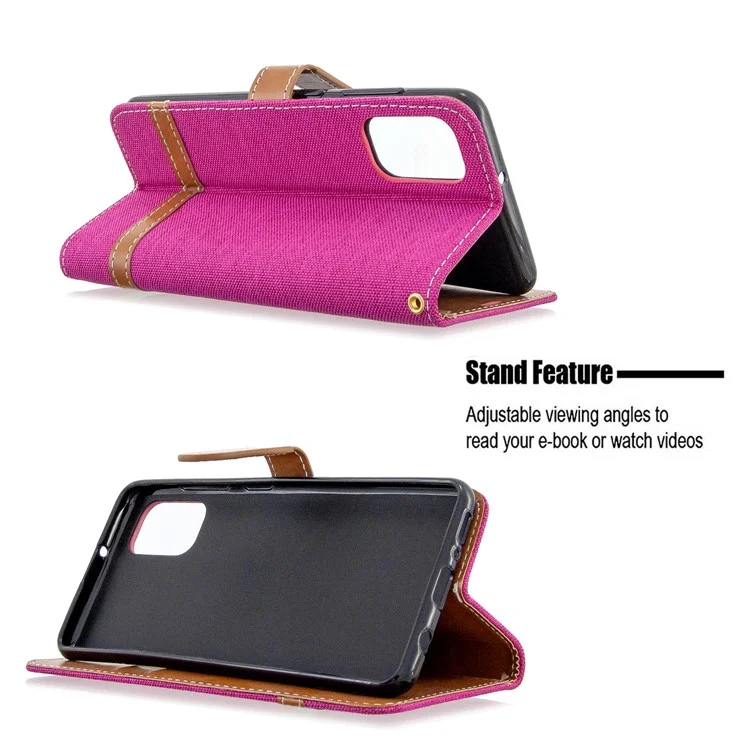 Estuche Telefónico de Cuero de Tela de Jeans de Color Variado Para Samsung Galaxy A41 (versión Global) - Rosa