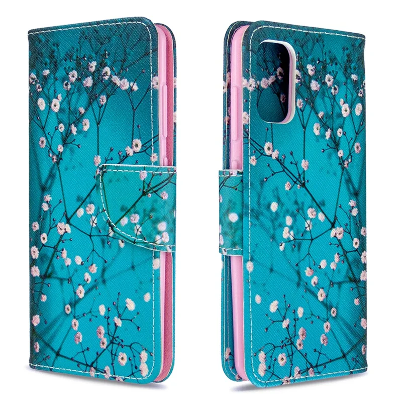 Pattern Printing Leather Wallet Case for Samsung Galaxy A41 (Global Version) - Tree with Flowers