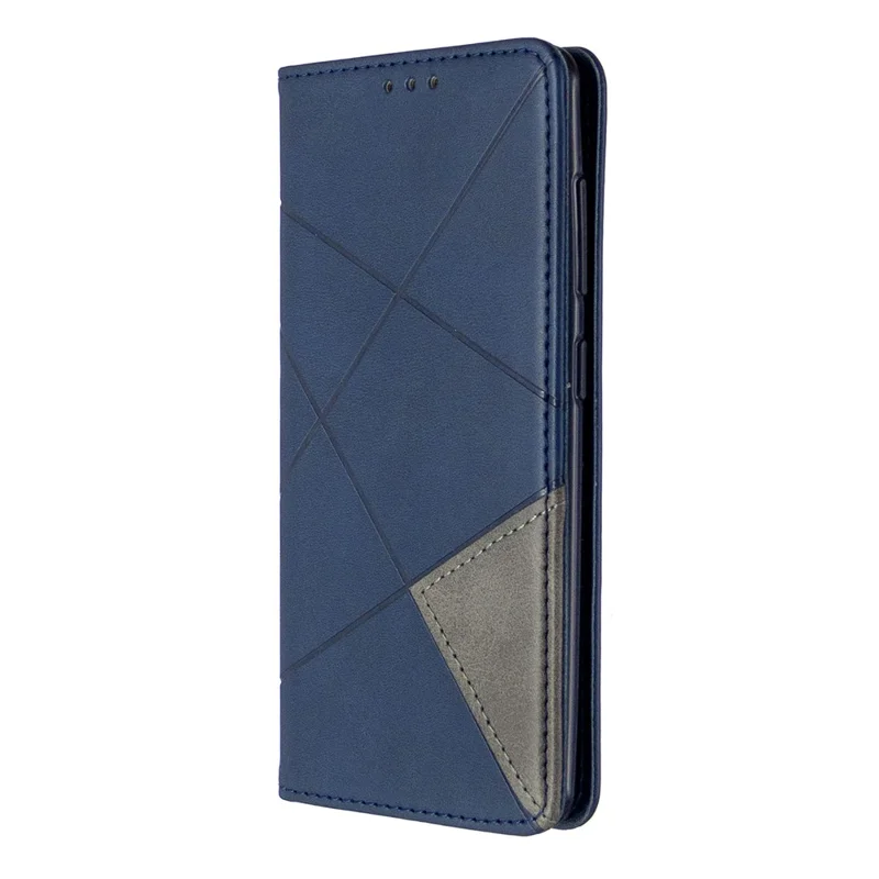 Geometric Leather Phone Case Card Holder Shell for Samsung Galaxy A41 (Global Version) - Blue