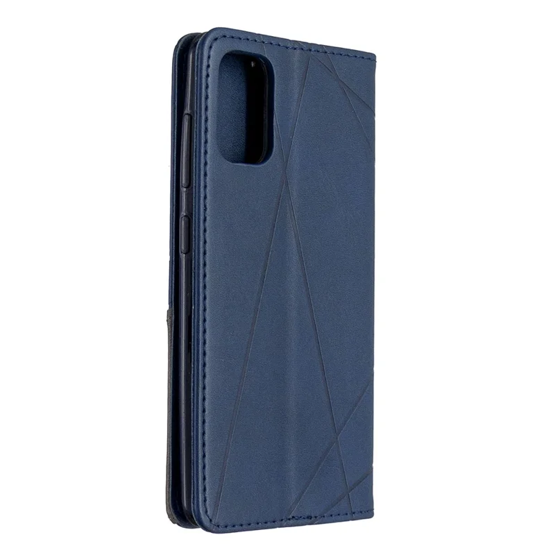 Geometric Leather Phone Case Card Holder Shell for Samsung Galaxy A41 (Global Version) - Blue