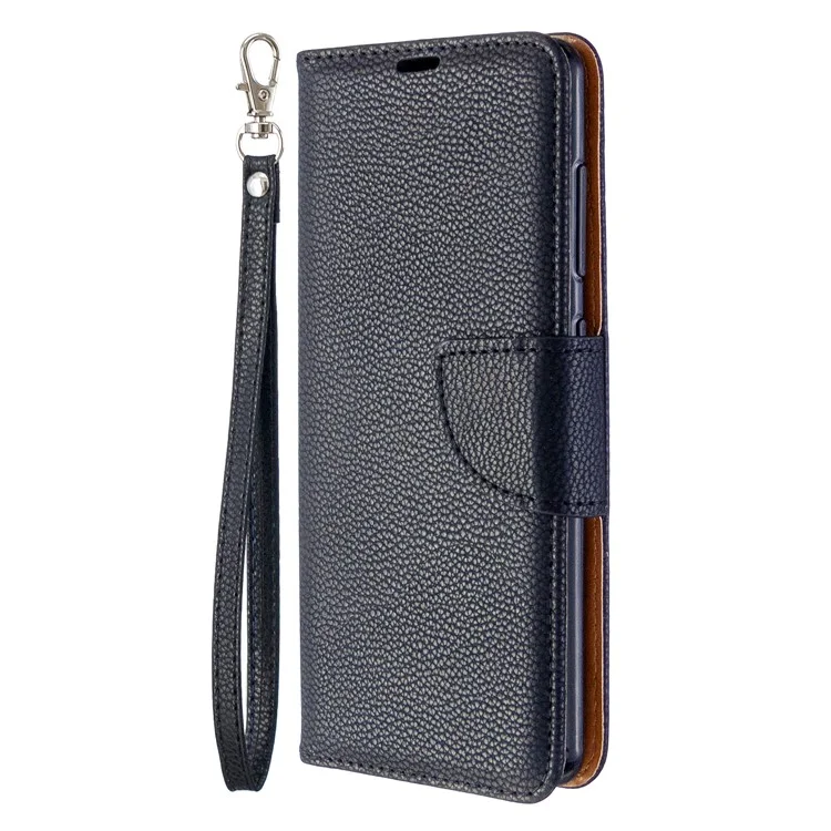 Litchi Skin with Wallet Leather Stand Case for Samsung Galaxy A41 (Global Version) - Black