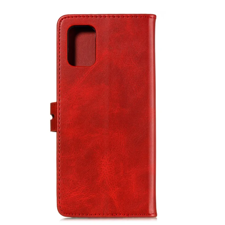Carteira de couro sintético com estampa de gato estampada para Samsung Galaxy A51 - Vermelha