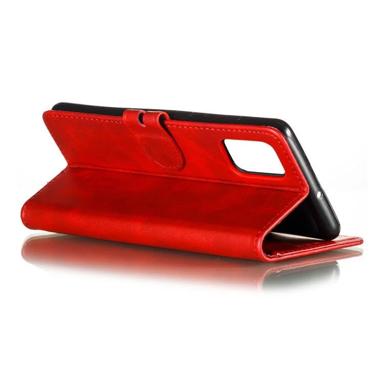 Carteira de couro sintético com estampa de gato estampada para Samsung Galaxy A51 - Vermelha