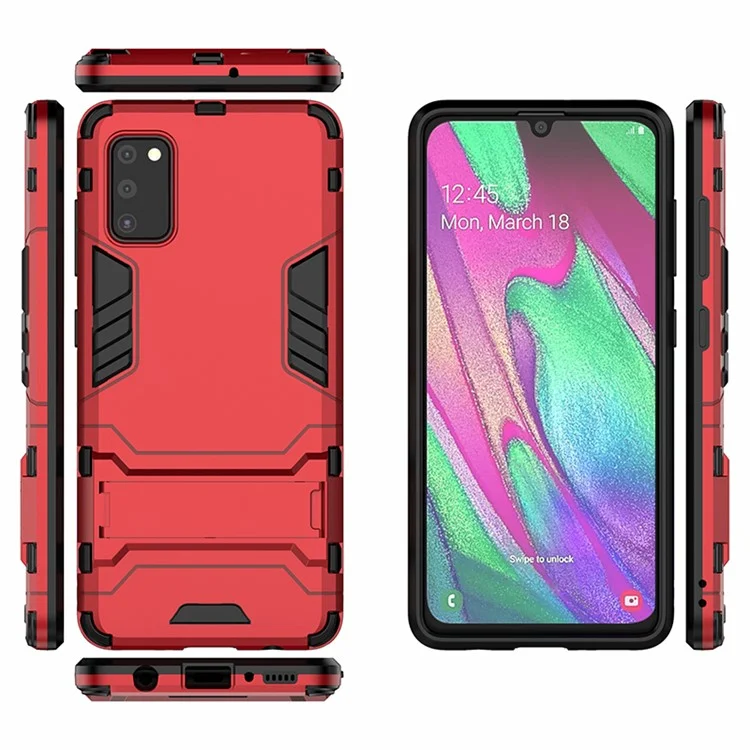 2 em 1 Híbrido PC + TPU Kickstand Mobile Case Para Samsung Galaxy A41 (versão Global) - Vermelho