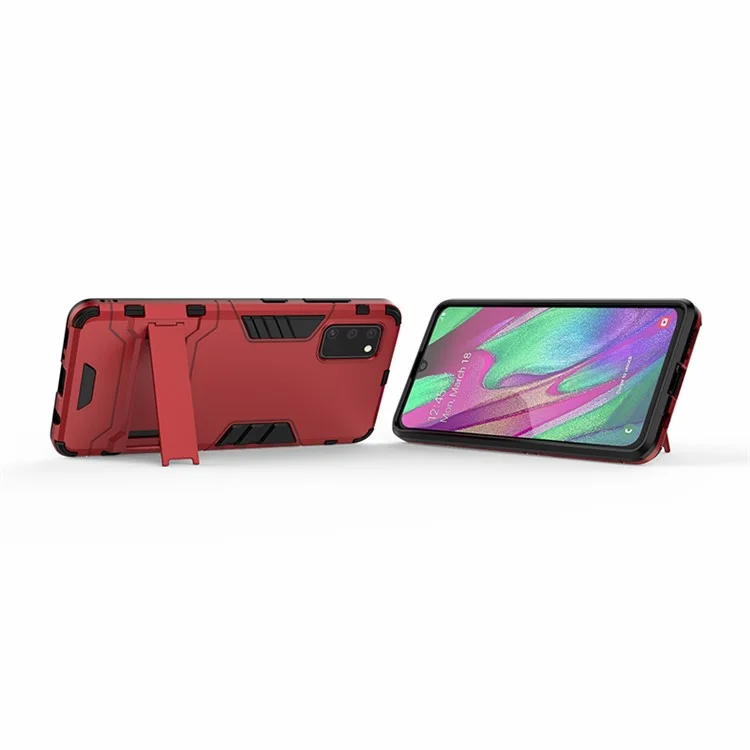 2 em 1 Híbrido PC + TPU Kickstand Mobile Case Para Samsung Galaxy A41 (versão Global) - Vermelho