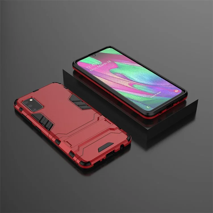 2 in 1 Hybrid PC + TPU Kickstand Mobile Case Für Samsung Galaxy A41 (globale Version) - Rot