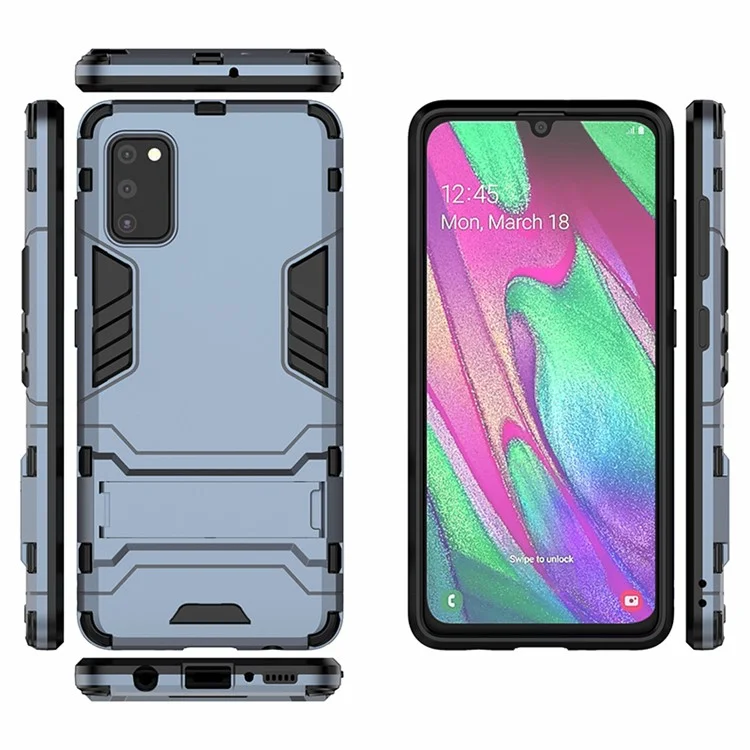 2 in 1 Hybrid PC + TPU Kickstand Mobile Case Für Samsung Galaxy A41 (globale Version) - Blau