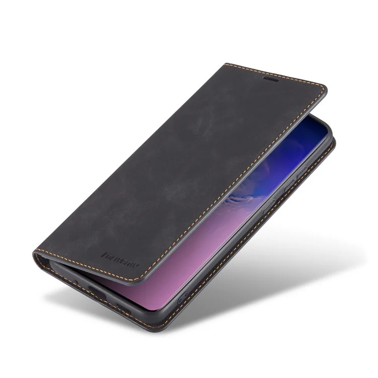 Forwenw Fantasy Series Silky Touch Wallet Carteira Caso Para Samsung Galaxy A91 / S10 Lite - Preto