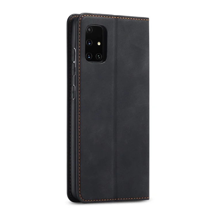 Forwenw Fantasy Series Silky Touch Touch Celleet Funda De Cuero Para Samsung Galaxy A51 - Negro